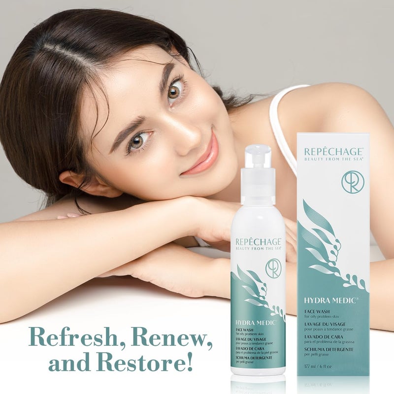 Repechage Hydra Medic Gentle Exfoliating Face Wash for Oily & Problem Skin â€“ Daily Foaming Gel Cleanser with Salicylic Acid, Laminaria Digitata Seaweed, Aloe Vera, Tea Tree Oil & Green Tea â€“ 6 fl oz - Image 5